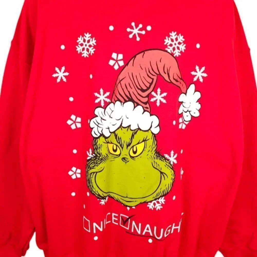 The Grinch Christmas Sweatshirt Mens Size 2XL Red Nice Naughty Holiday Dr Seuss